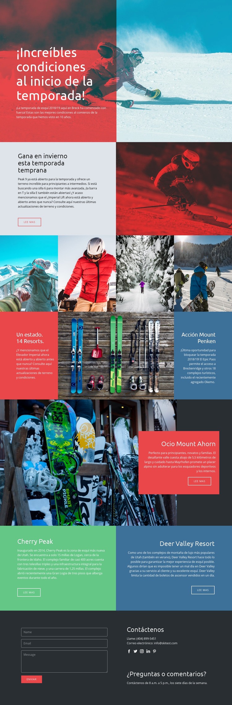 Temporada de deportes de invierno Diseño de páginas web