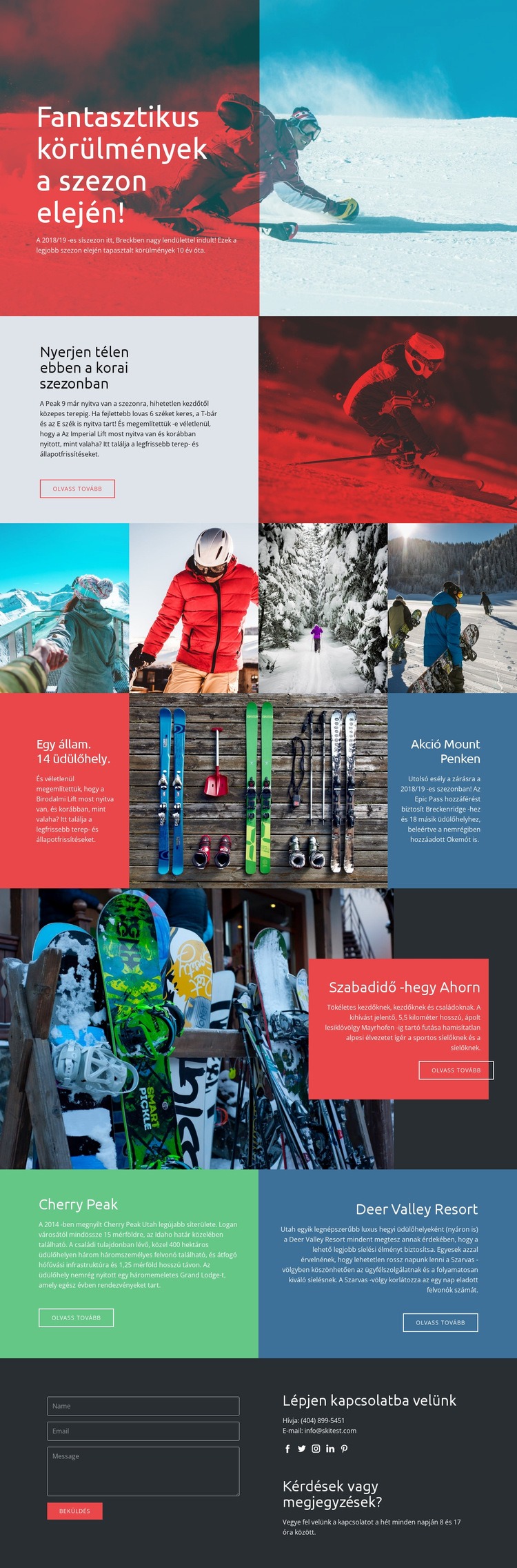 Téli sportok szezonja Weboldal tervezés