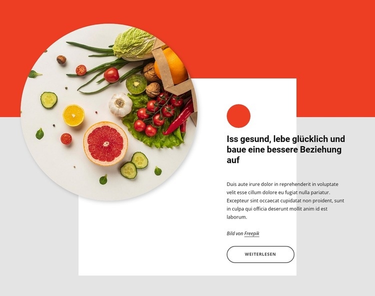 Gesund essen, glücklich leben Landing Page