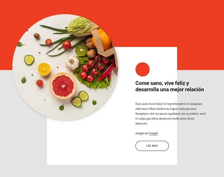 Come sano, vive feliz Maqueta de sitio web