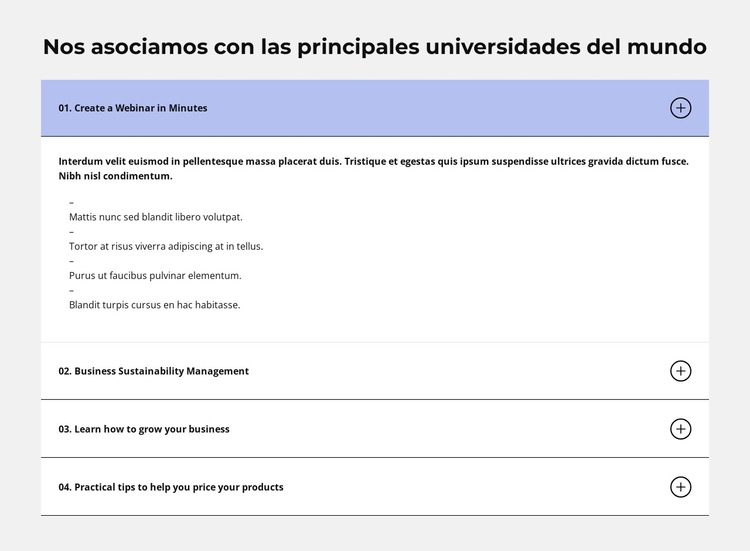 Casos más frecuentes Plantilla de sitio web