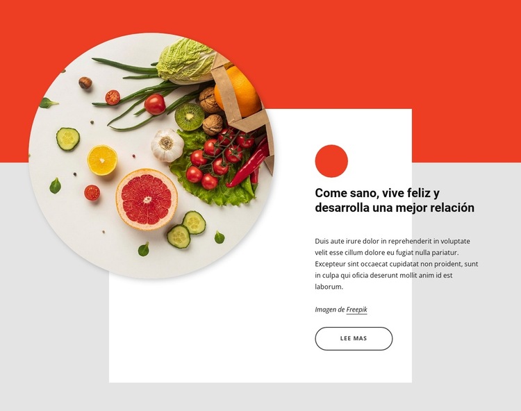 Come sano, vive feliz Plantilla de sitio web