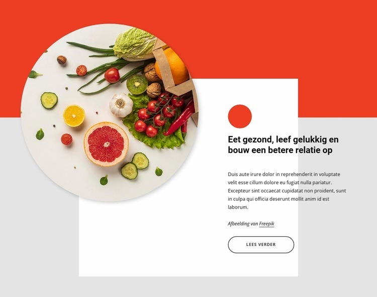 Eet gezond, leef gelukkig Website Builder-sjablonen