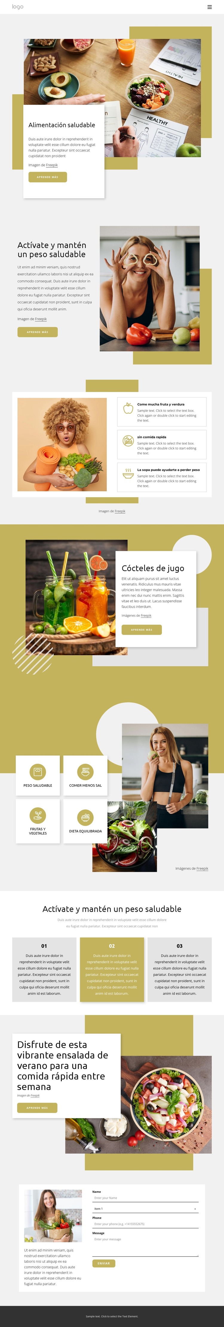 Enfócate en una alimentación saludable Plantilla HTML