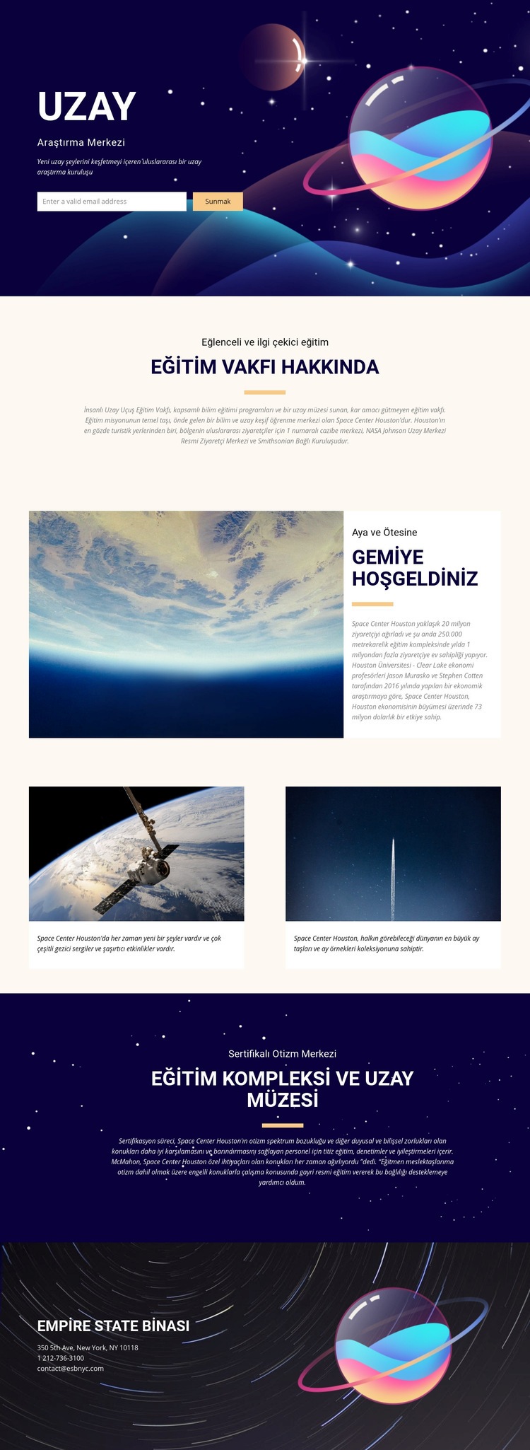 Uzay Bir Sayfa Şablonu