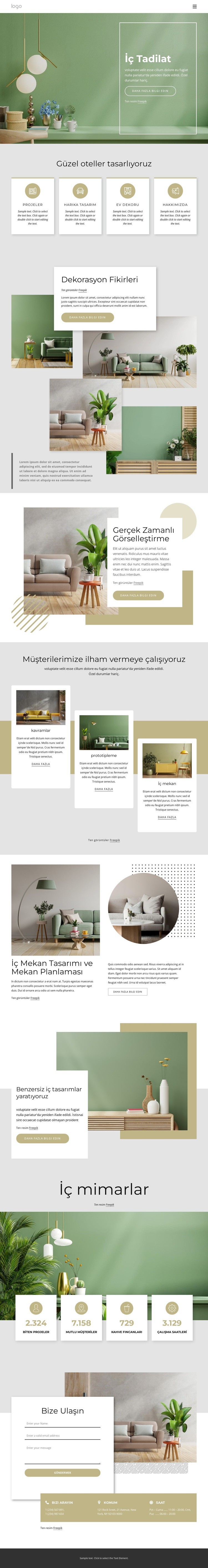 Mimarlık ve iç tasarım ajansı Bir Sayfa Şablonu