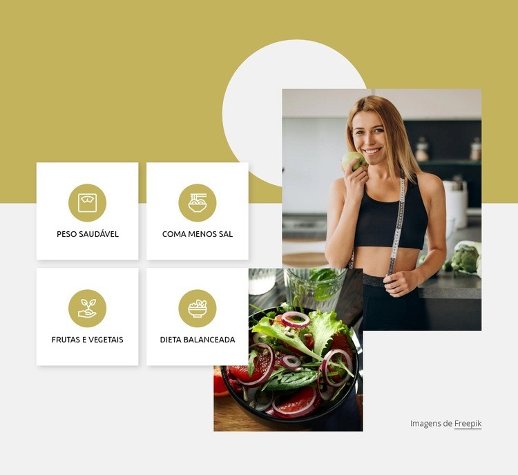 Aprenda sobre alimentação saudável Design do site