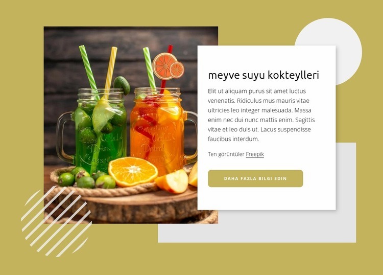 meyve suyu kokteylleri Web Sitesi Mockup'ı