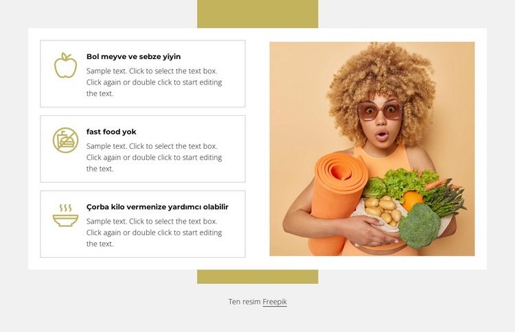 Sağlıklı beslenmenin ilkeleri Web sitesi tasarımı
