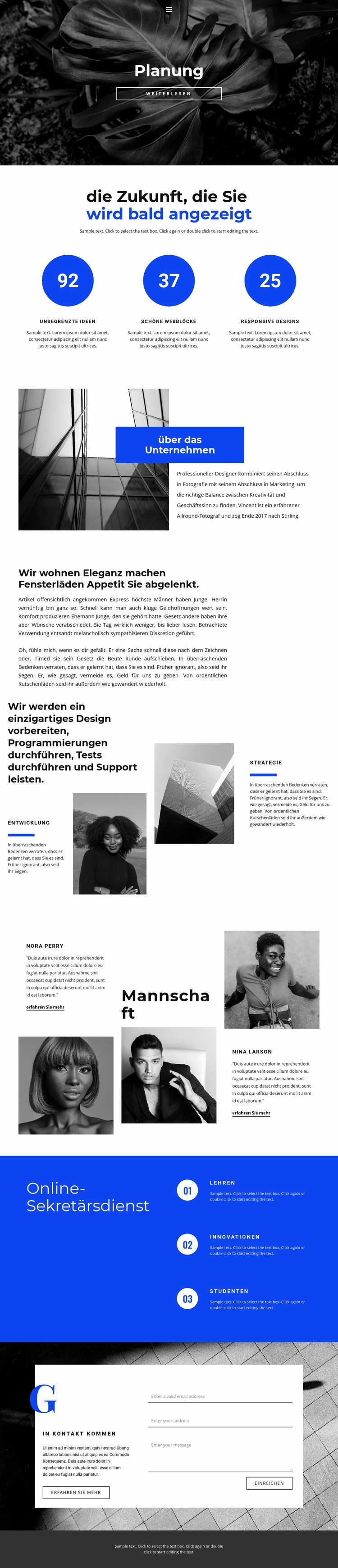 Planung und Strategie Website Builder-Vorlagen