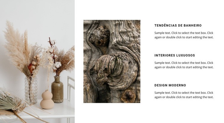 Formas e texturas naturais Design do site