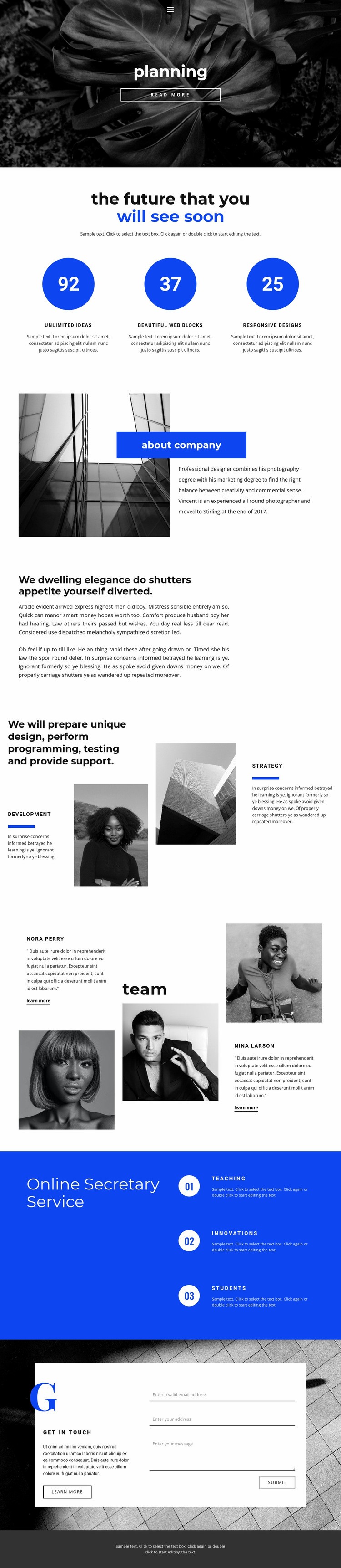 Planning and strategy Squarespace Template Alternative