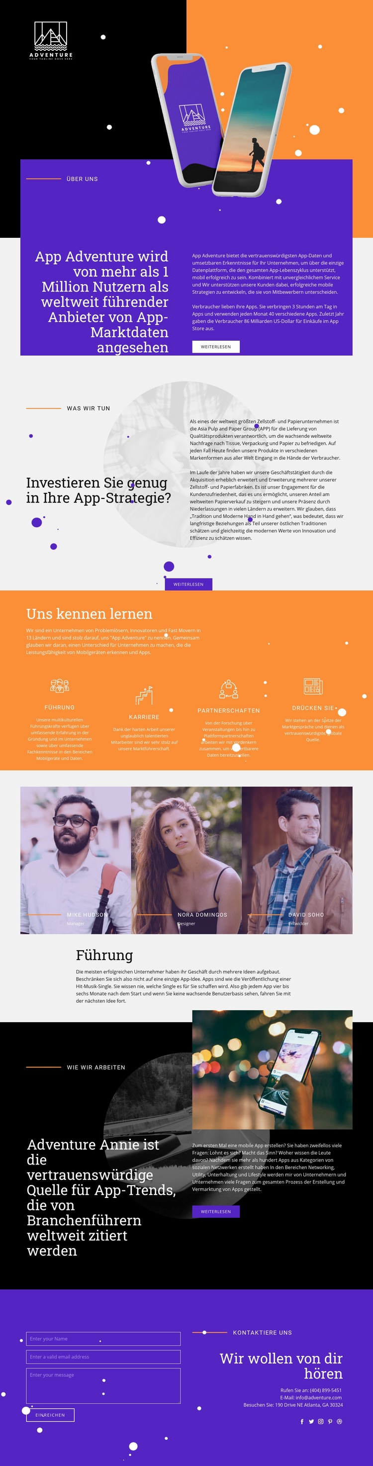 Reise-App Website design