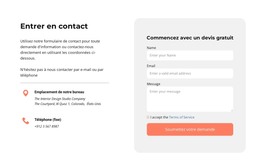 Contactez-Nous Bloc Avec Des Icônes - Modèle De Création De Site Web