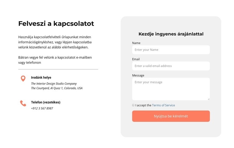 Lépjen kapcsolatba velünk blokk ikonokkal CSS sablon