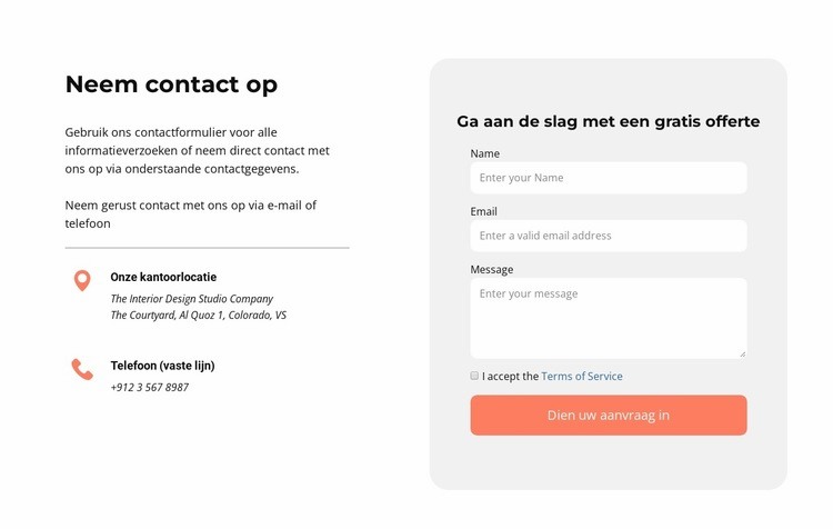 Neem contact met ons op blok met pictogrammen Html Website Builder