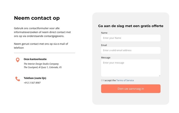 Neem contact met ons op blok met pictogrammen Sjabloon