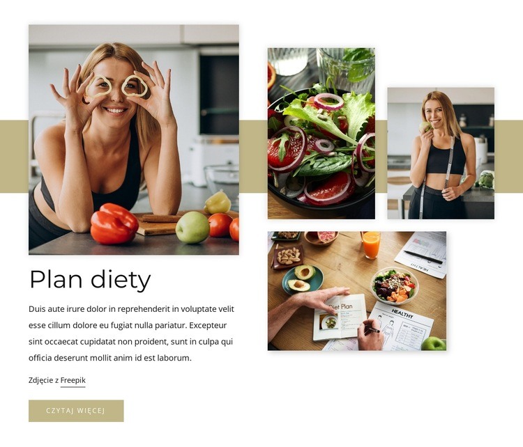 Plan diety na ciążę Makieta strony internetowej