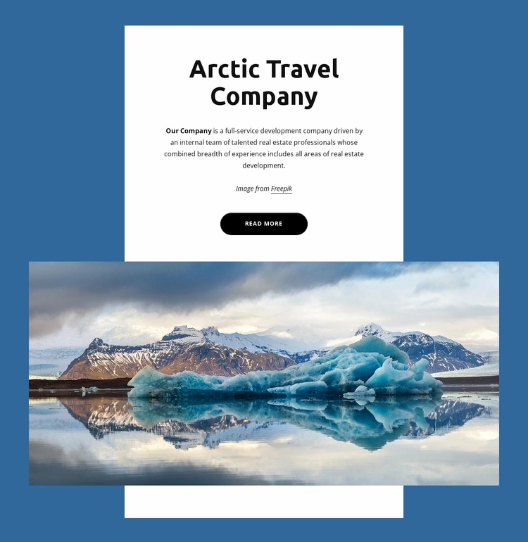 Arctic travel company Landing Page