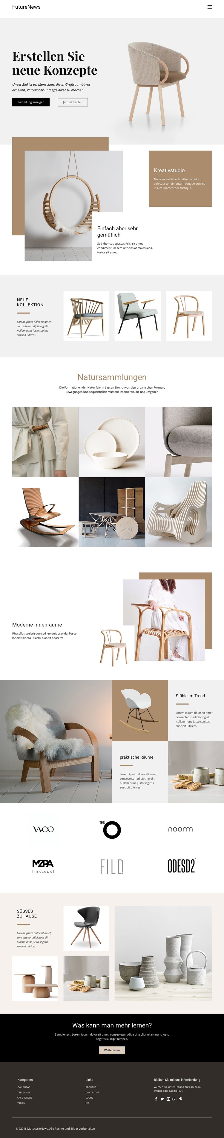 Modernes Wohninterieur Website Builder-Vorlagen