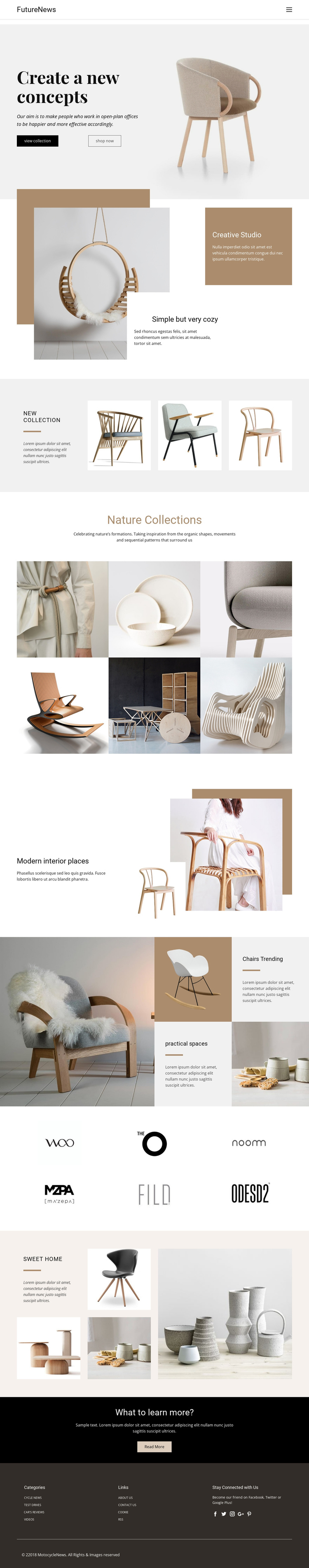 Modern living interior One Page Template