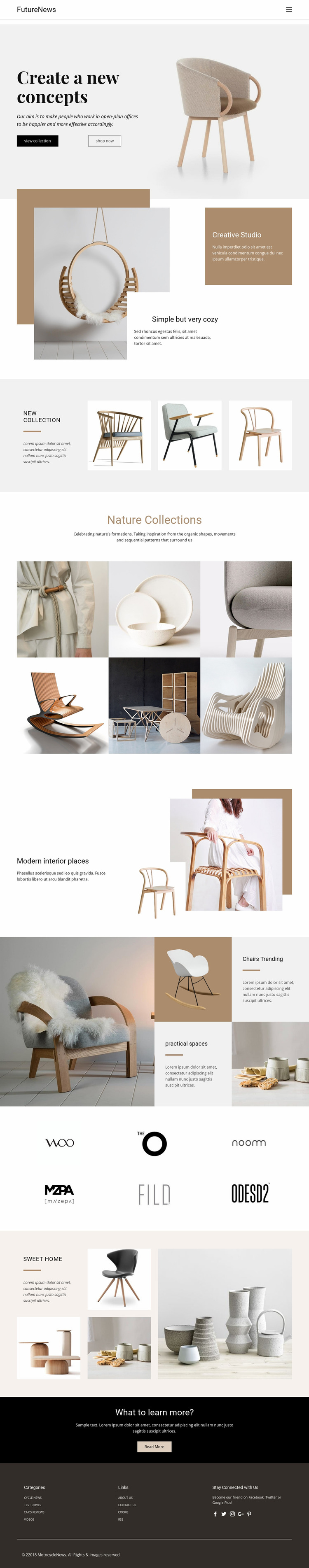 Modern living interior Website Mockup