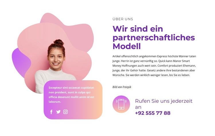 Kontaktblock mit sozialen Symbolen HTML Website Builder