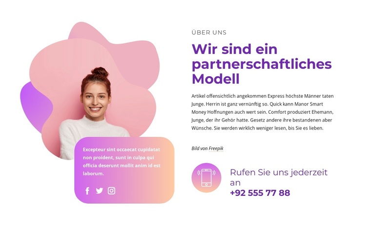 Kontaktblock mit sozialen Symbolen WordPress-Theme