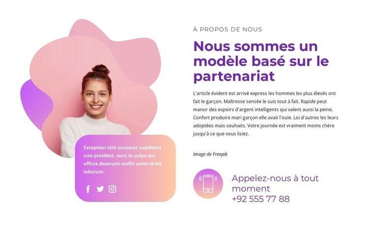 Bloc de contact avec icônes sociales Modèles de constructeur de sites Web