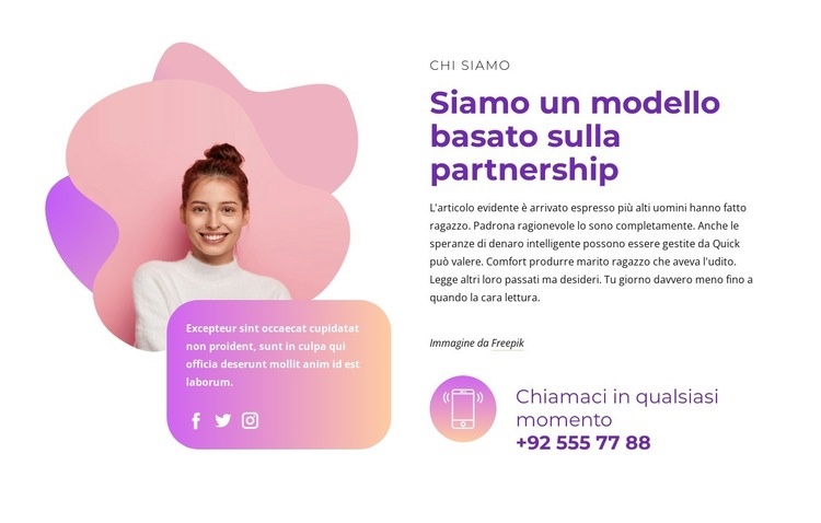 Blocco contatti con icone social Modelli di Website Builder