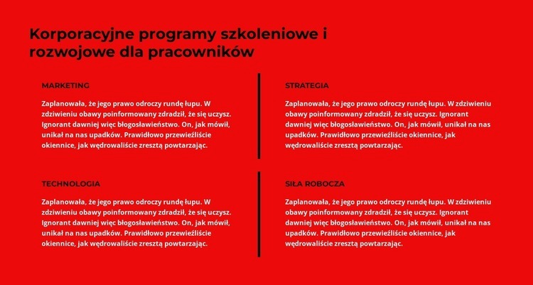 Cztery teksty i tytuł Szablony do tworzenia witryn internetowych