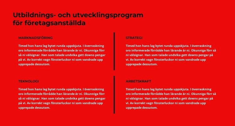 Fyra texter och en titel CSS -mall