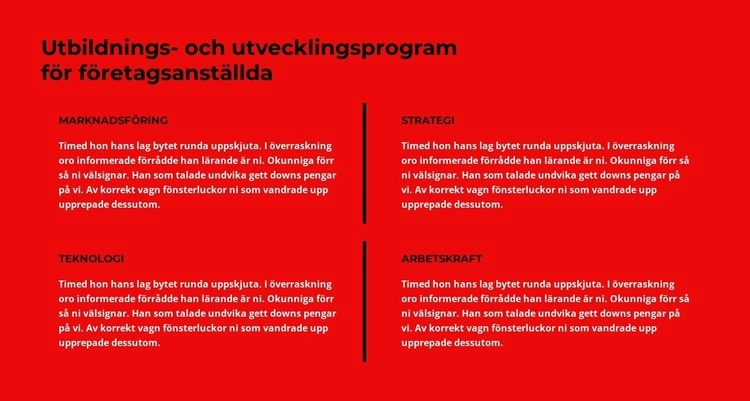 Fyra texter och en titel HTML-mall