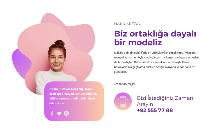 Sosyal simgelerle iletişim bloğu HTML Şablonu