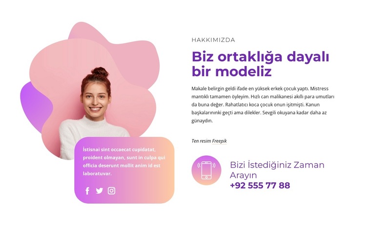 Sosyal simgelerle iletişim bloğu Web Sitesi Şablonu