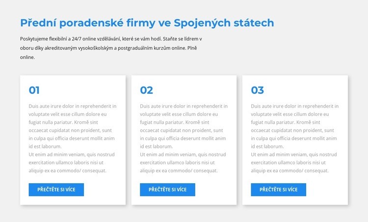 Tři bloky textu Téma WordPress