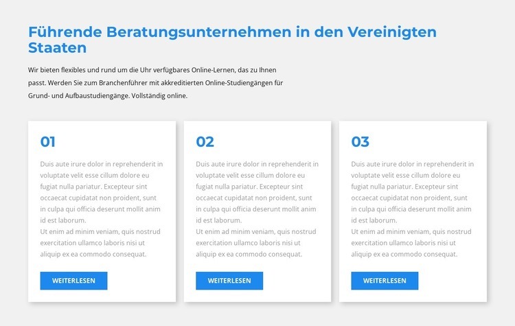 Drei Textblöcke HTML Website Builder