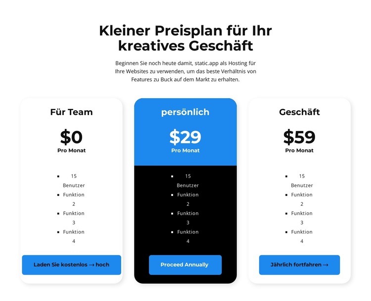 Wählen Sie Ihren persönlichen Tarif Website design