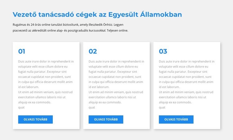 Három blokk szöveg HTML Sablon