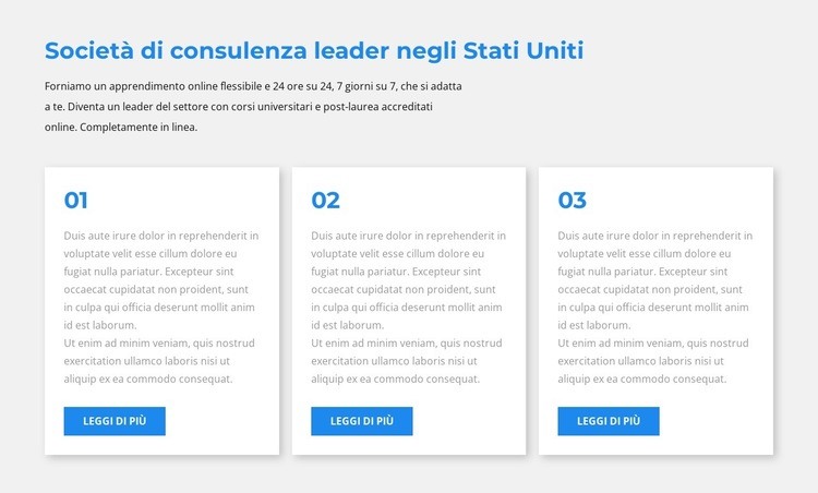 Tre blocchi di testo Modelli di Website Builder