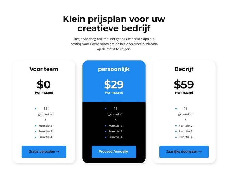 Kies je persoonlijke tarief Website mockup