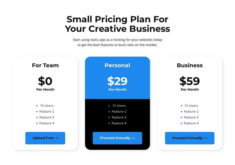 Choose your personal rate One Page Template