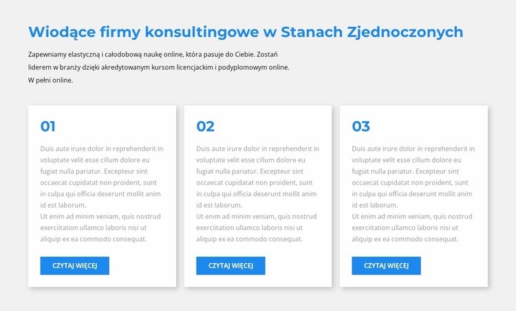 Trzy bloki tekstu Projekt strony internetowej