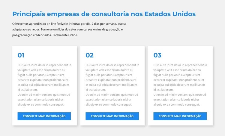 Três blocos de texto Construtor de sites HTML