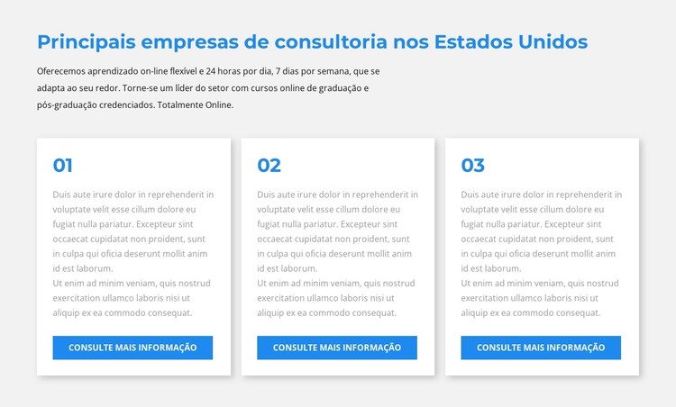 Três blocos de texto Template CSS