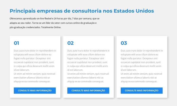 Três blocos de texto Modelo de site