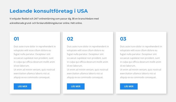 Tre textblock WordPress -tema