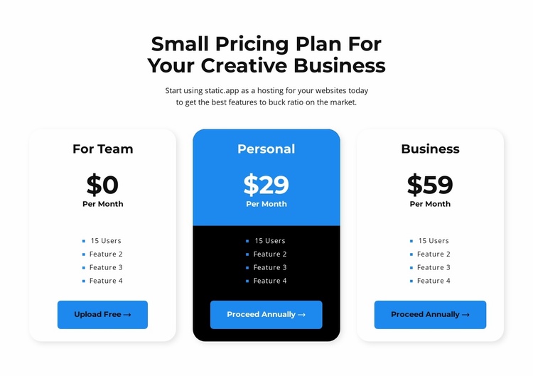 Choose your personal rate Website Template