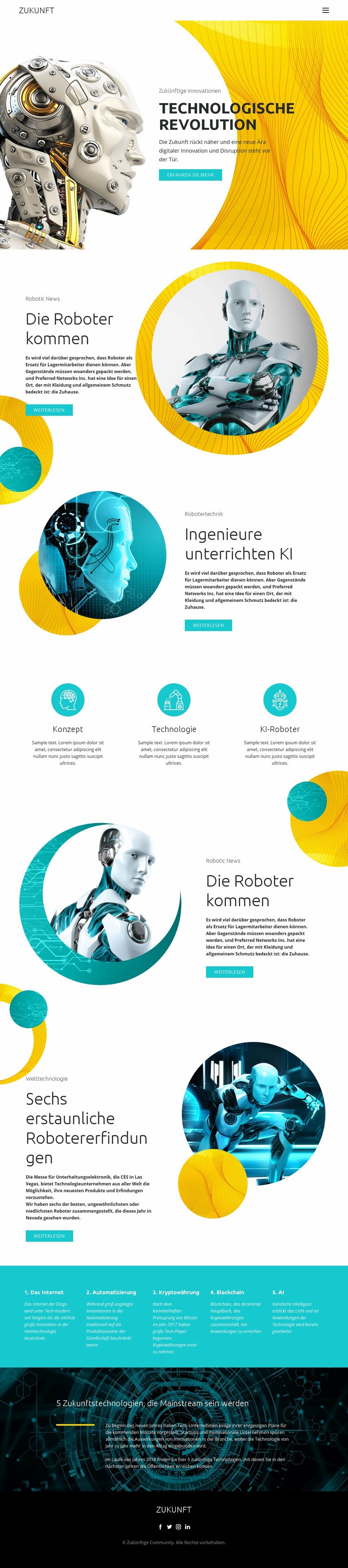 Fortschritte in der Robotertechnologie Website-Modell