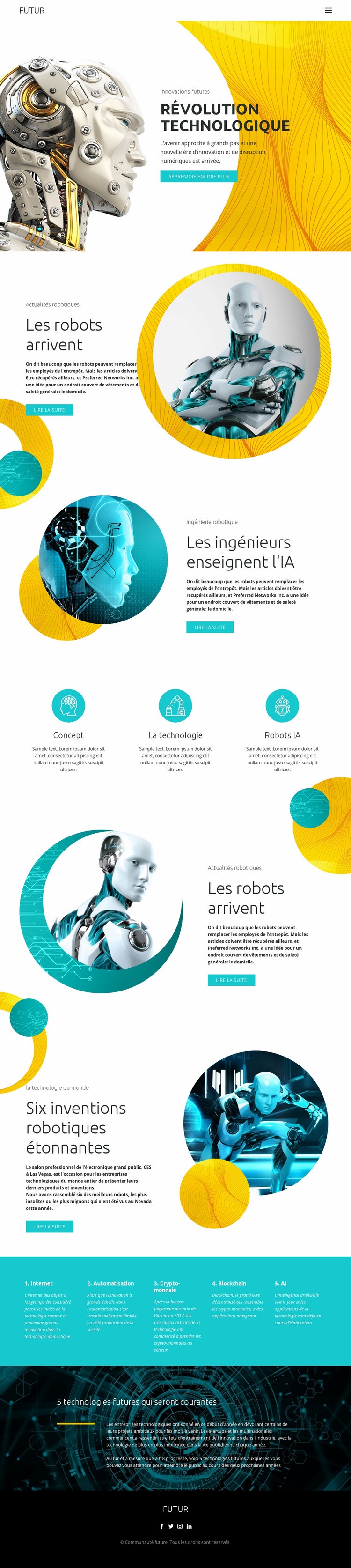 Progrès de la technologie robotique Conception de site Web